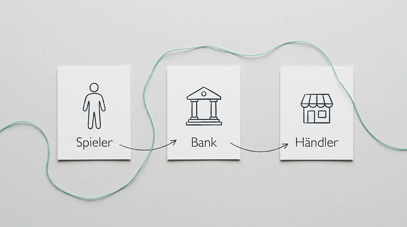 Schema der eps-Direktüberweisung zwischen Hausbank, STUZZA-Schnittstelle und Online-Casino